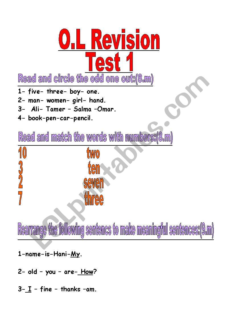 Mid Year  O-L Primary 4 Revision
