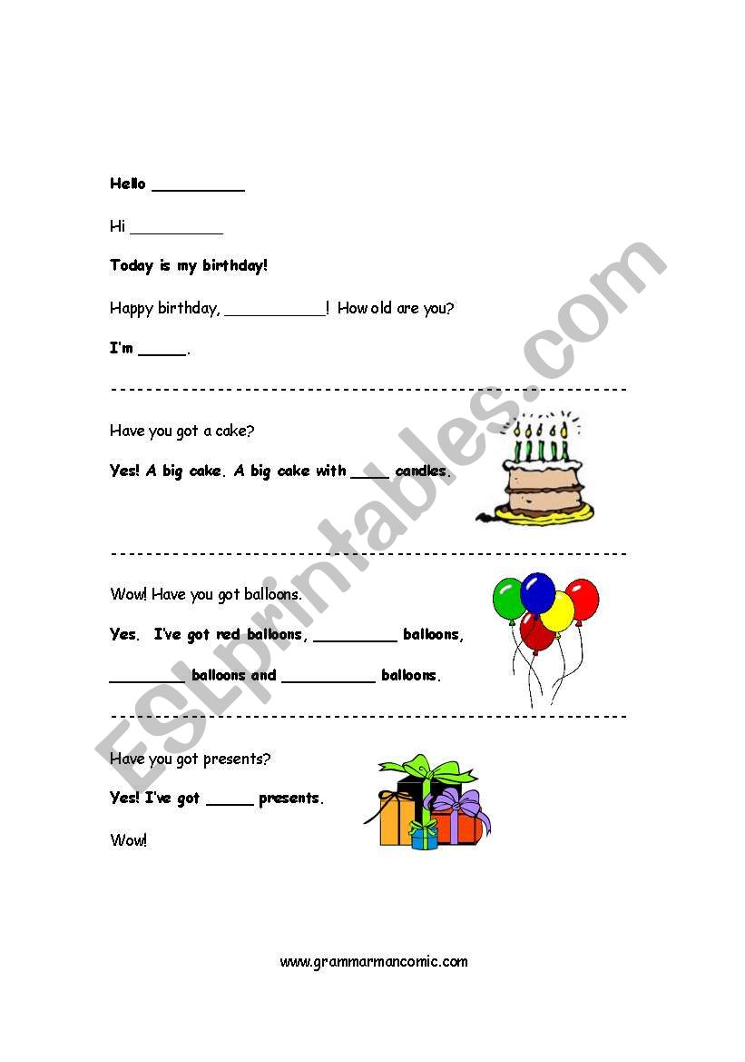 Birthday Dialogue worksheet