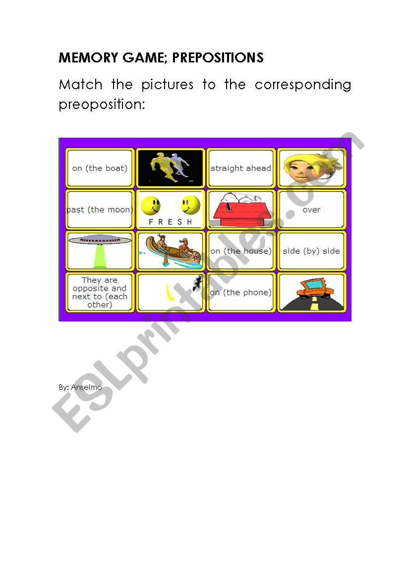 PREPOSITIONS PART 2 worksheet