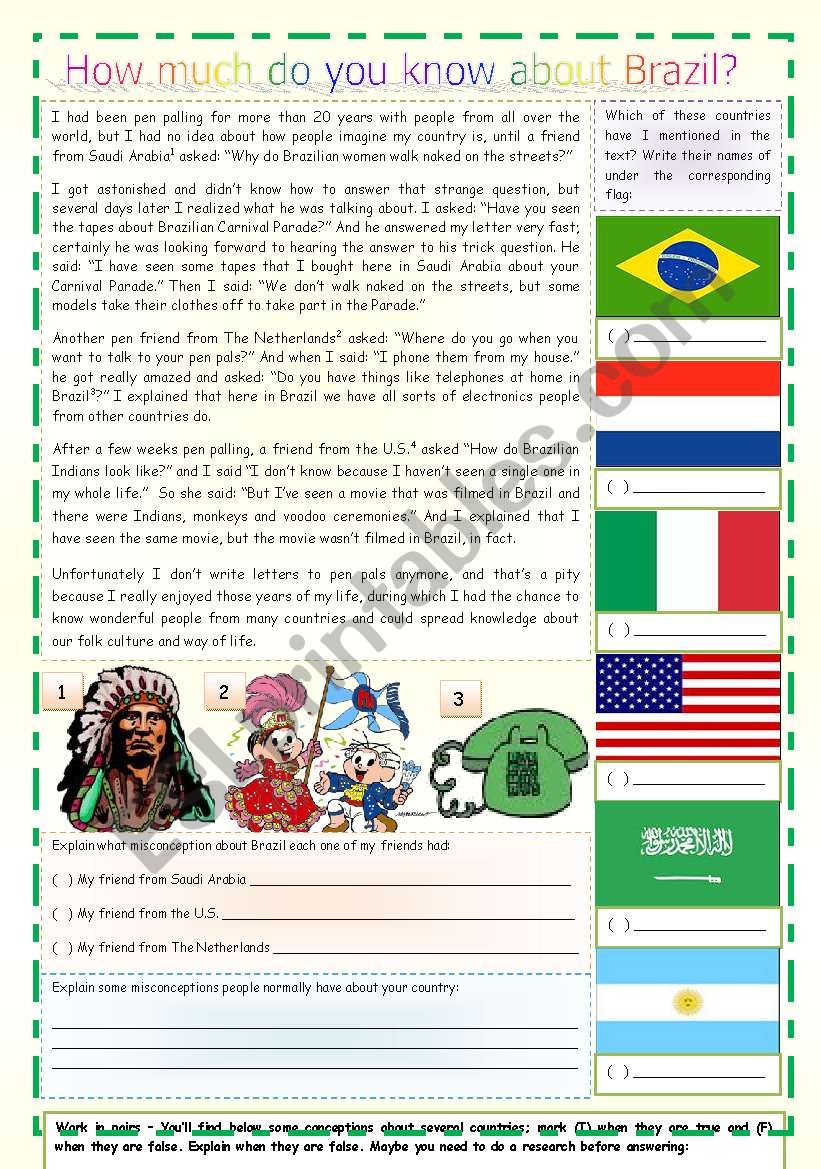 How much do you know about Brazil? - comprehension - 3 pages - keys included (updated - fully editable)