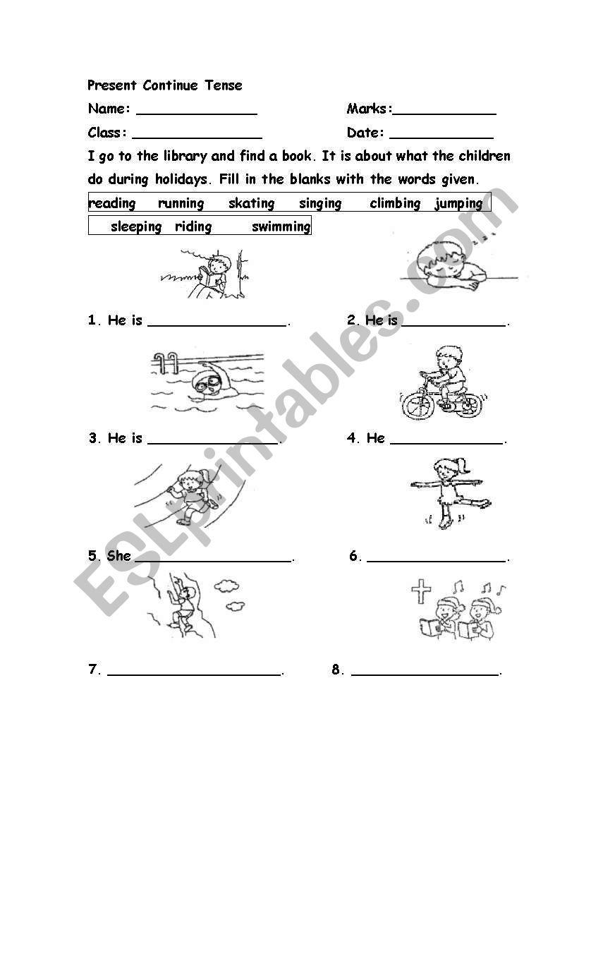 Present Continue Tense  worksheet