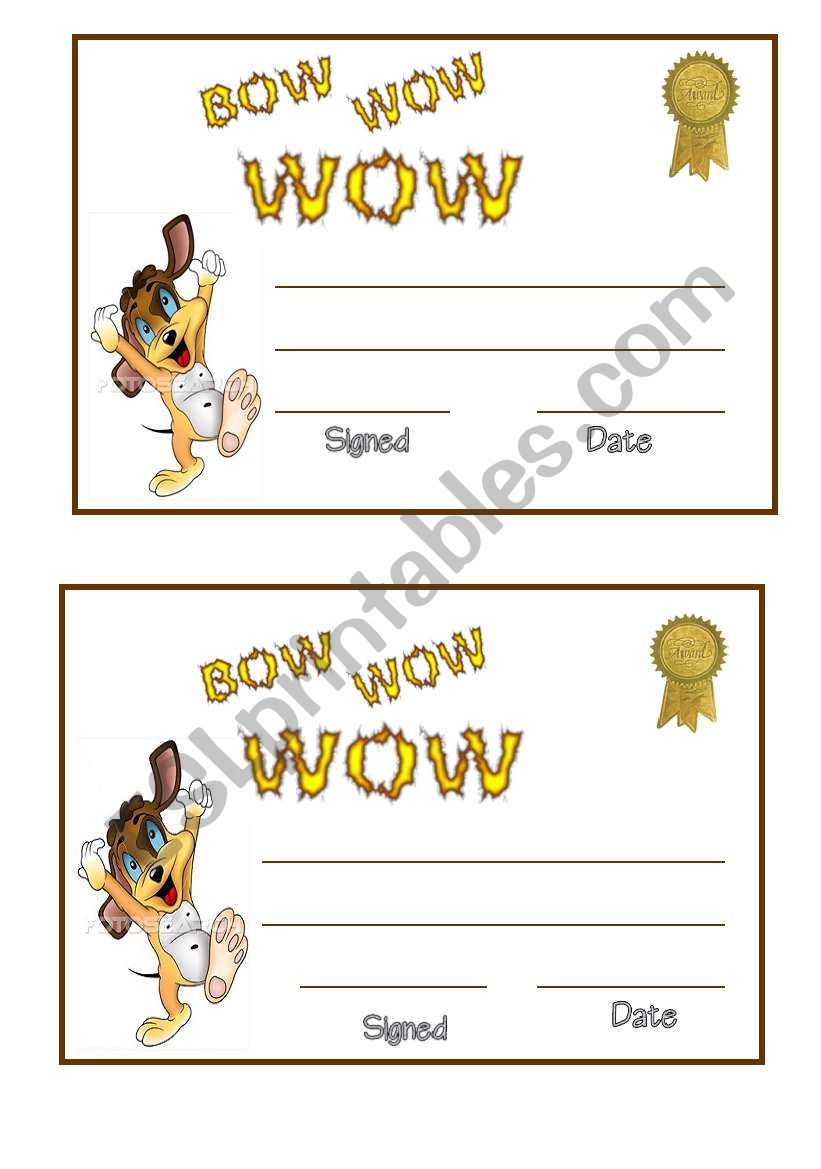 Certificate worksheet