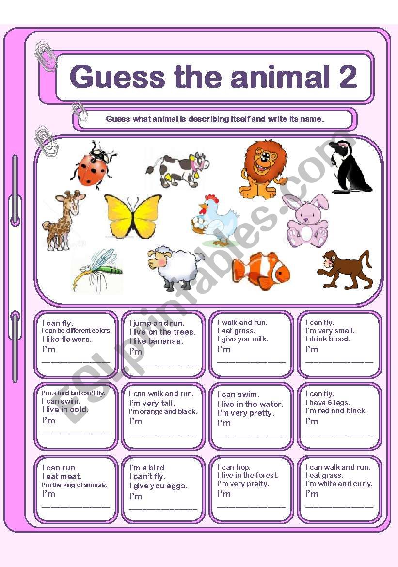 Guess the animal 2 worksheet