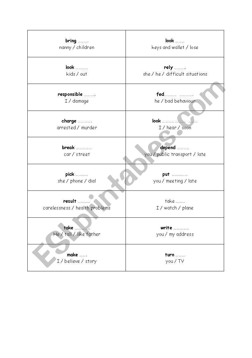 Prepositional Phrases Game worksheet