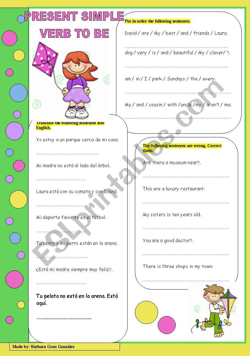 Present simple Verb TO BE worksheet