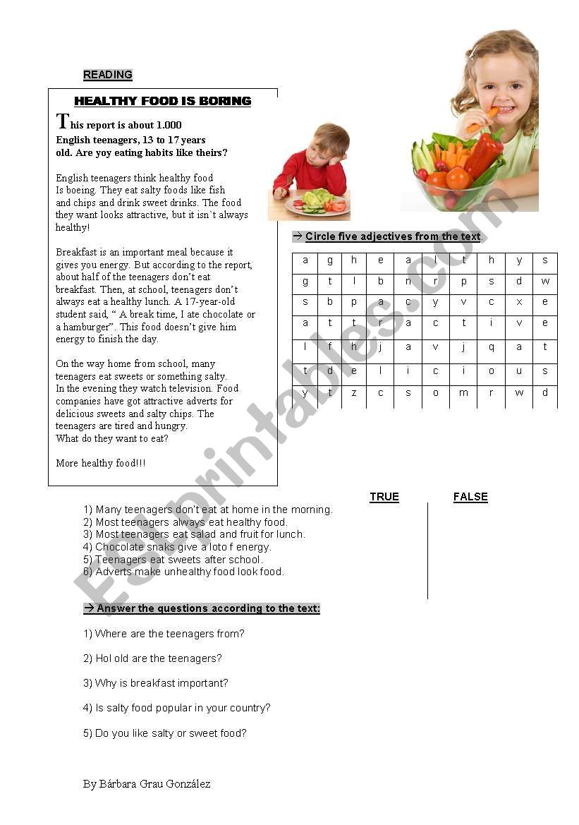 Healthy food is boring! worksheet