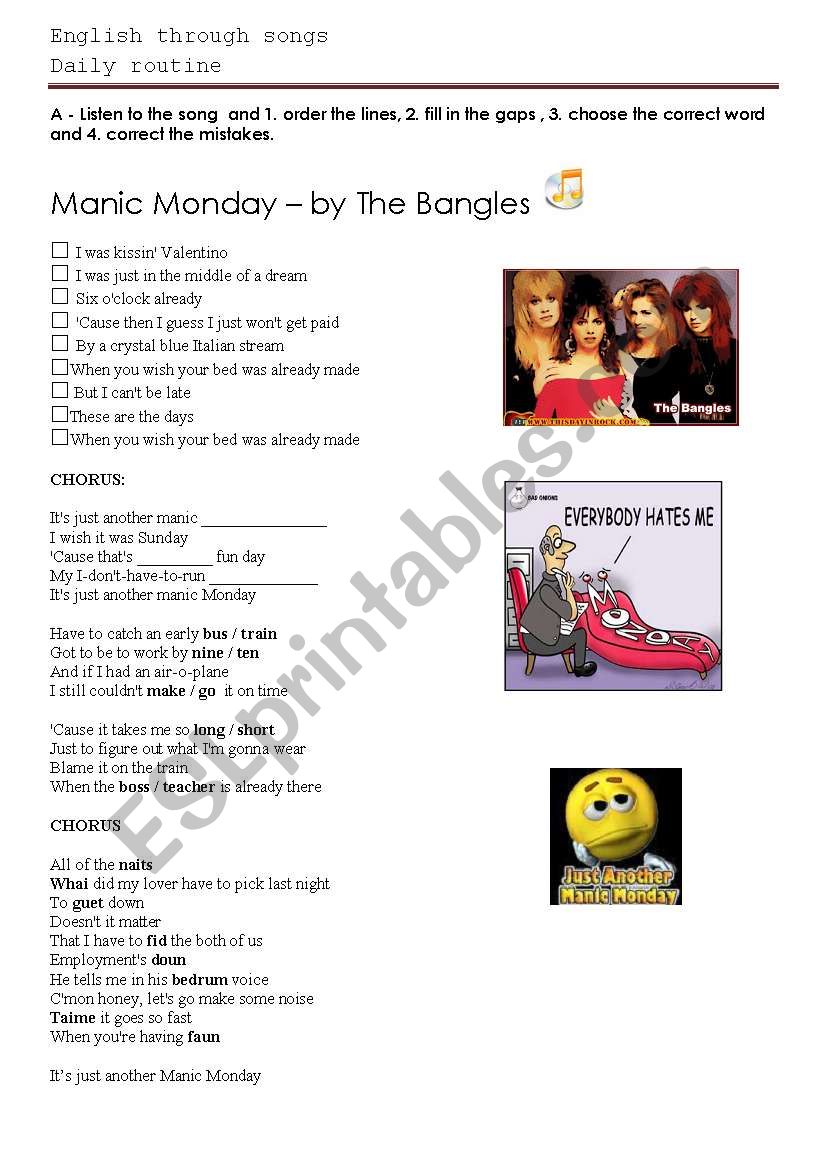 Manic Monday, a song by The Bangles
