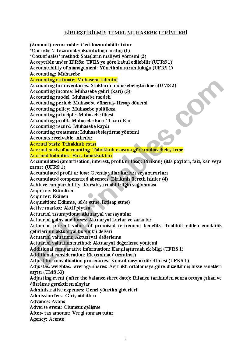 term of accounting worksheet