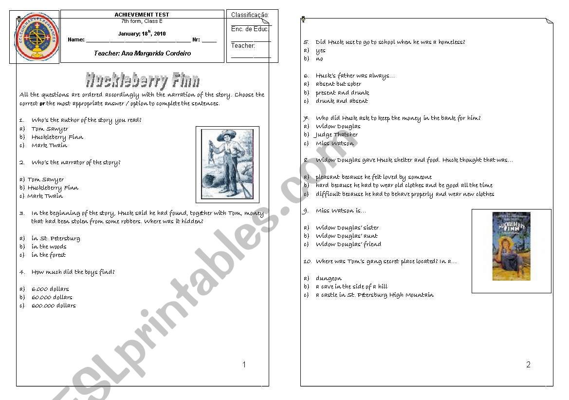 Huckleberry Finn - extensive reading ESL