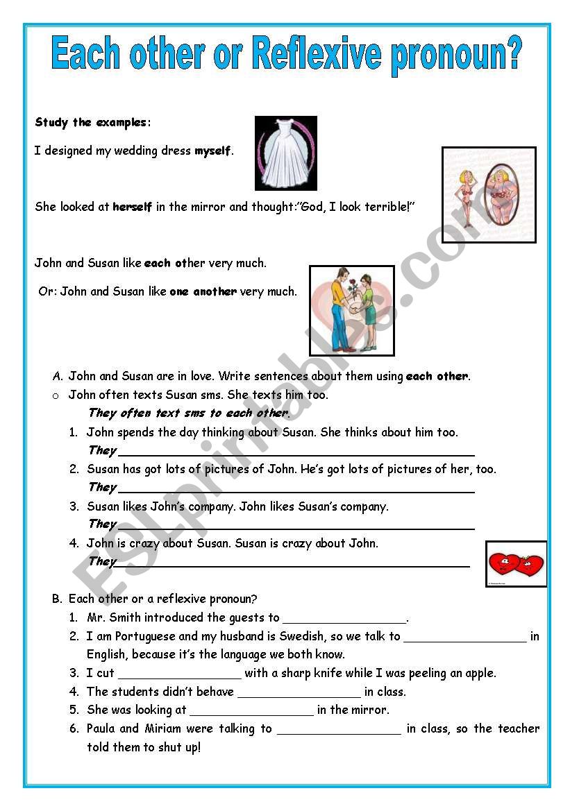 Reflexive Pronouns Worksheet Circling Part 1