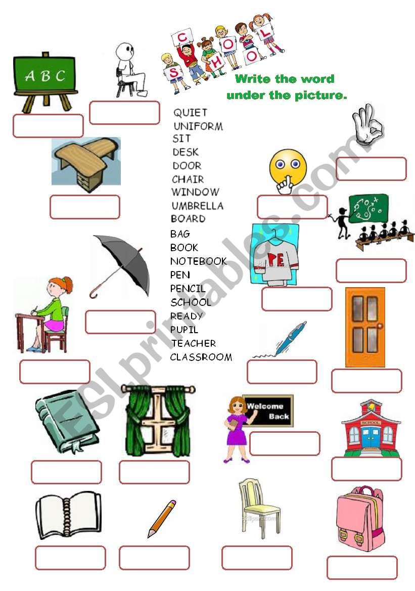 school items worksheet