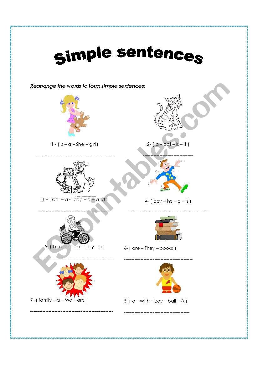 Simple sentences worksheet