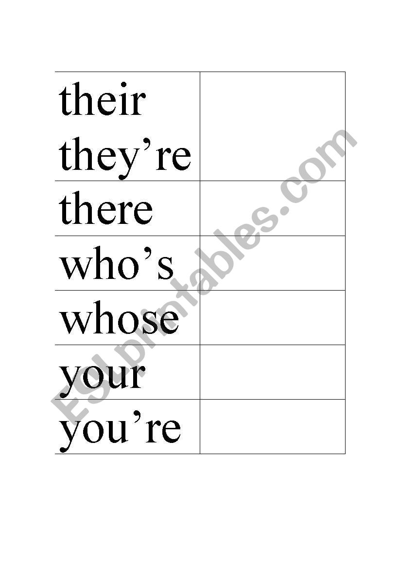 Homonyms worksheet