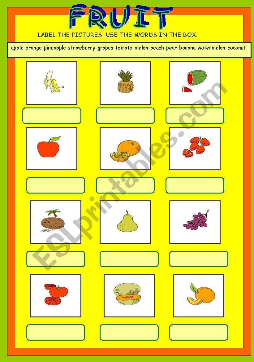 FRUIT VOCABULARY worksheet