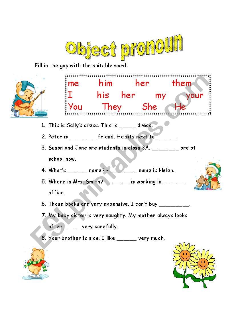 Object pronoun worksheet