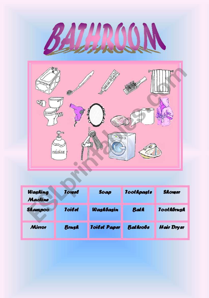 bathroom objects worksheet