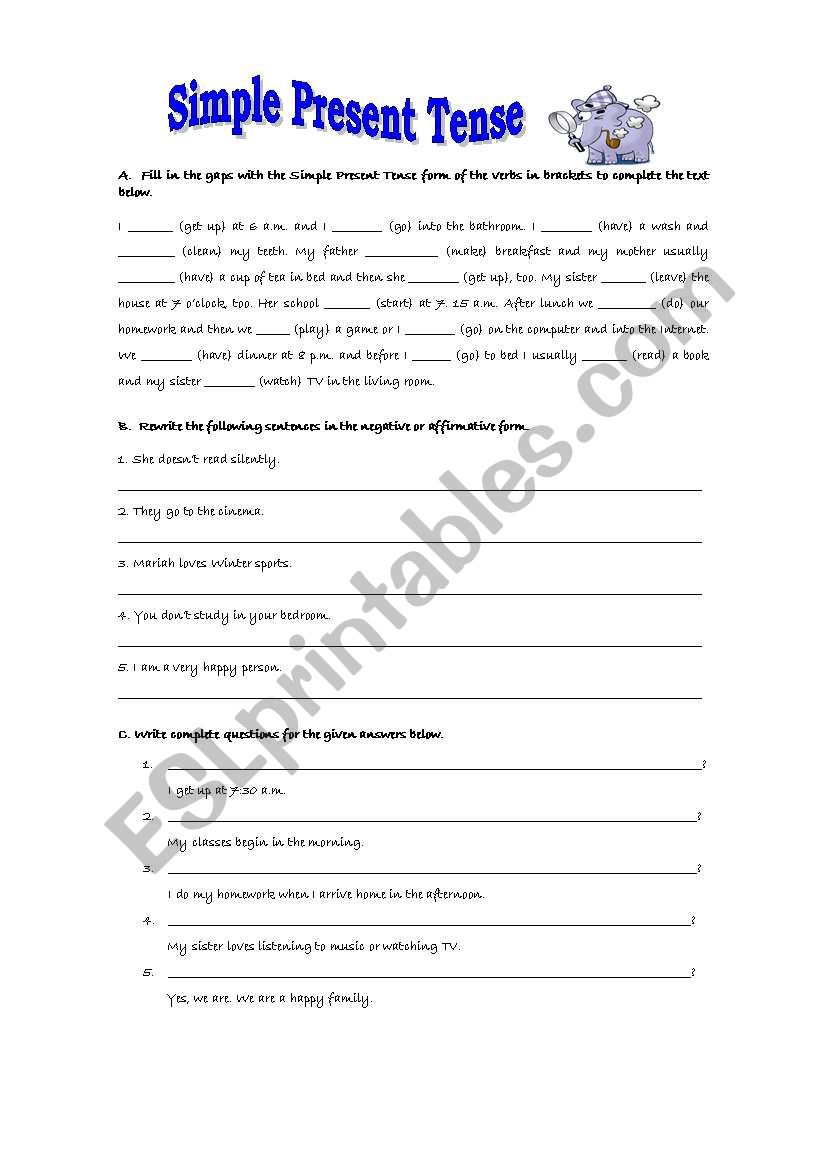 Present Simple - exercises worksheet