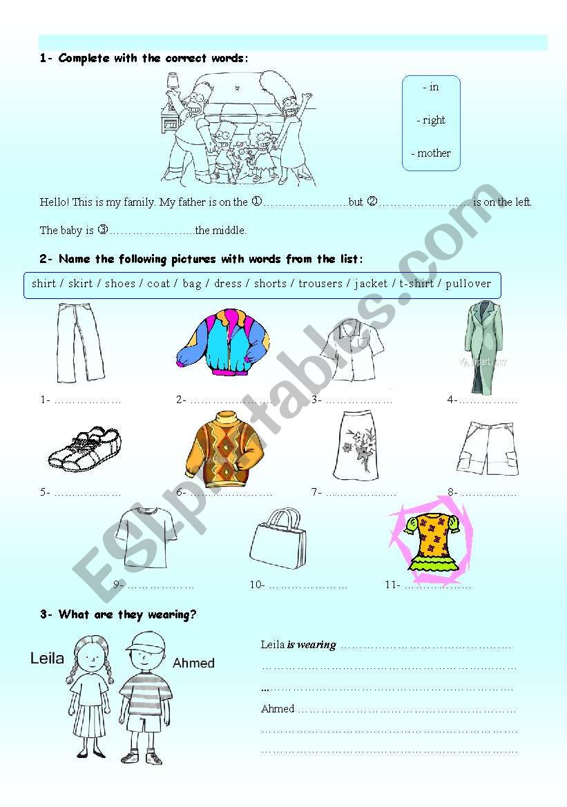 clothes worksheet worksheet