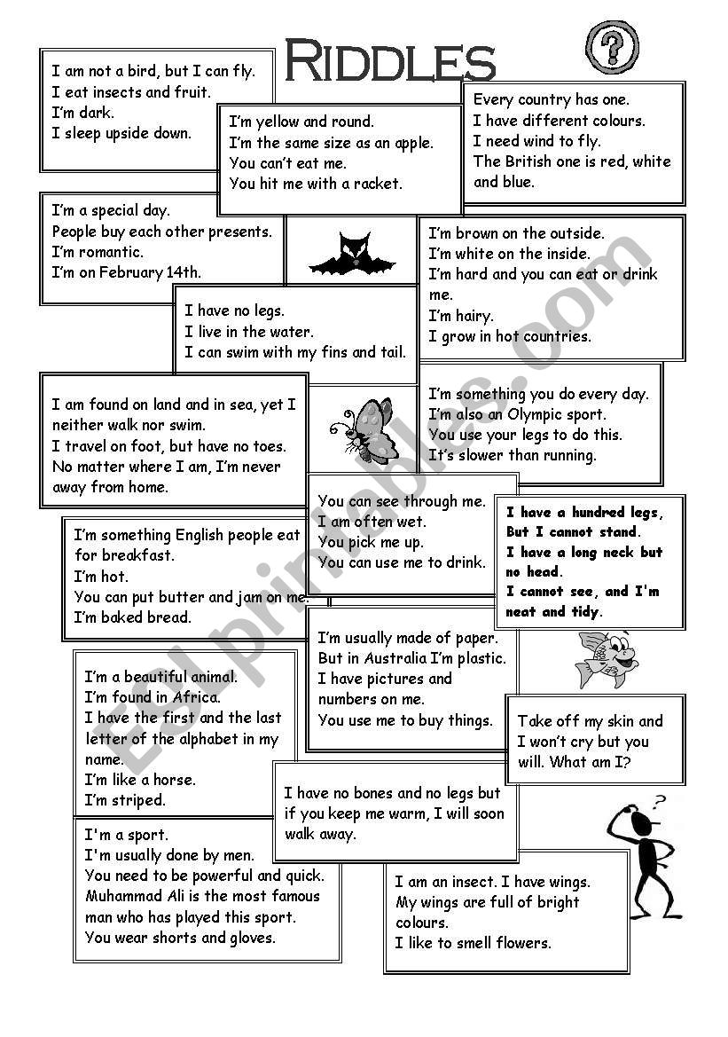 riddles worksheet