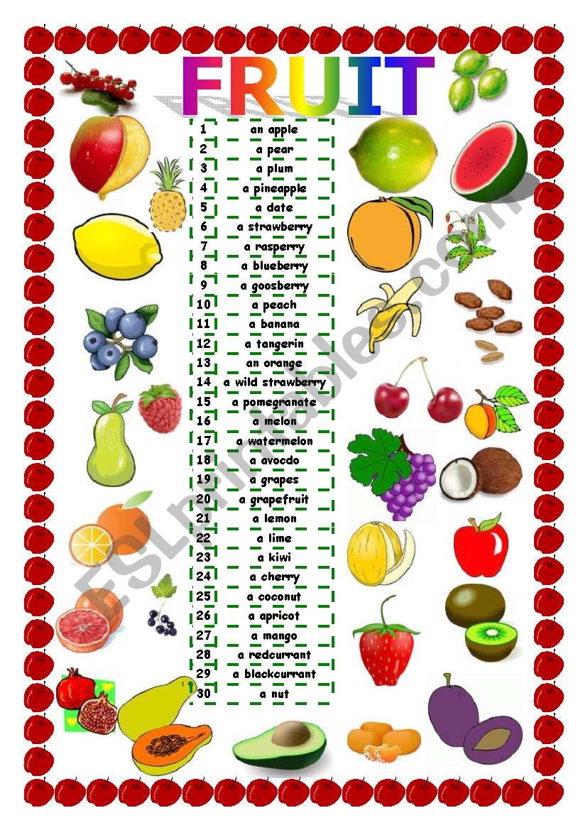 FRUIT worksheet