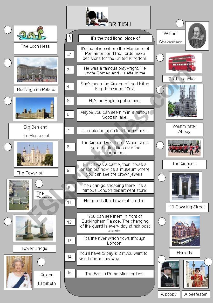 British landmarks worksheet