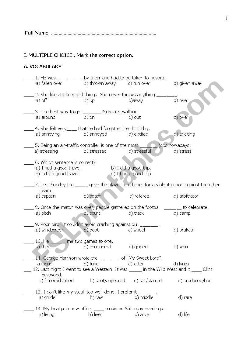 English review on grammar, vocabulary, pronunciation and rephrasing