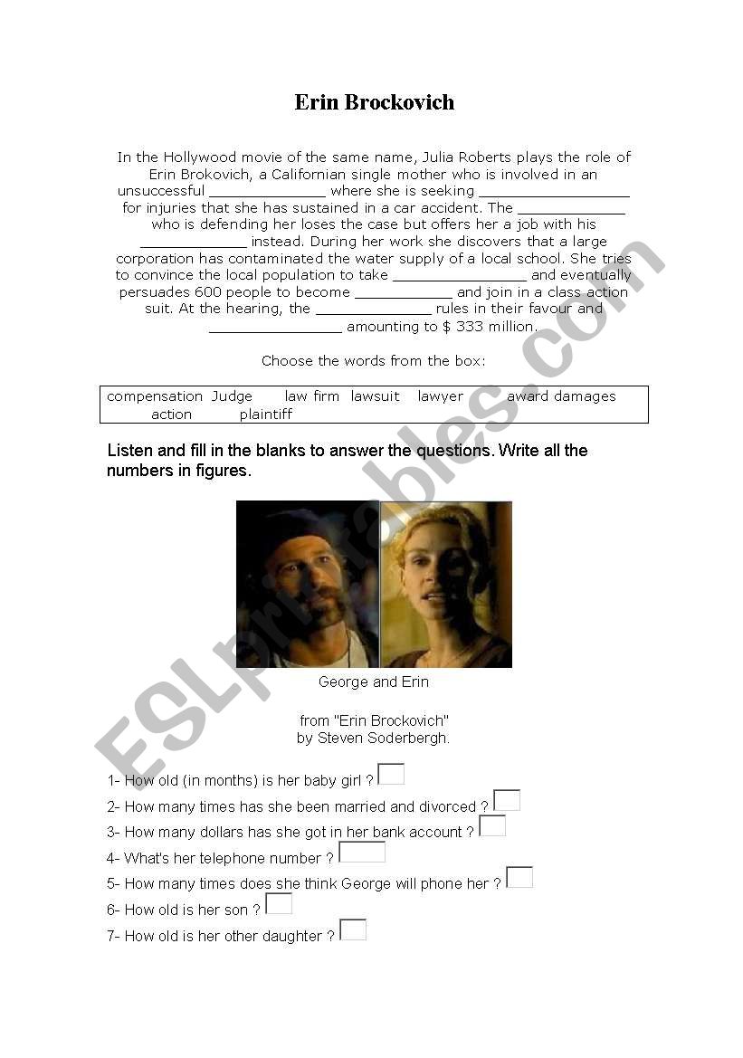 Erin Brockovich worksheet