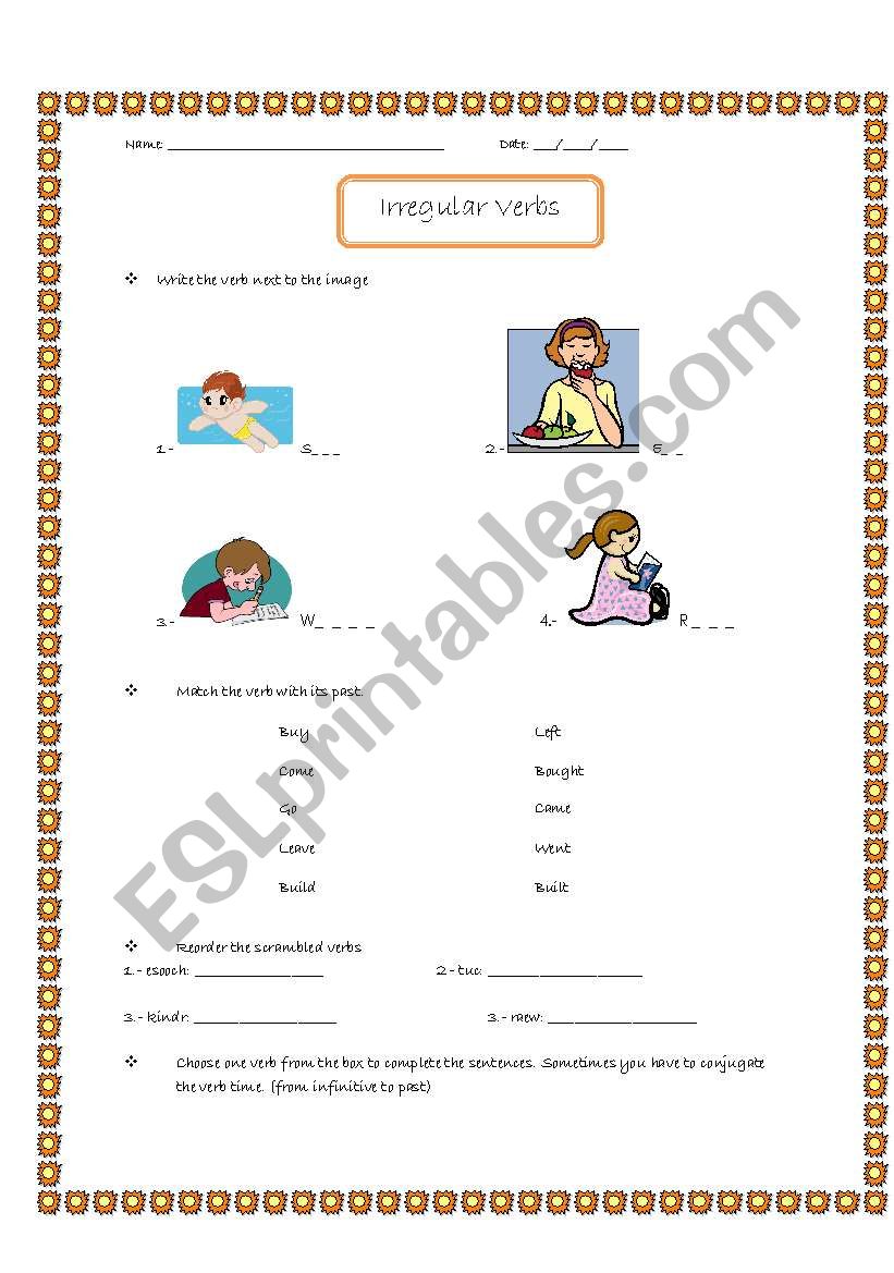 Irregular verbs worksheet worksheet