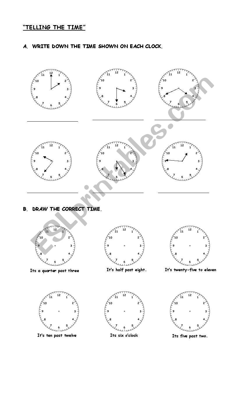 Telling the time! worksheet