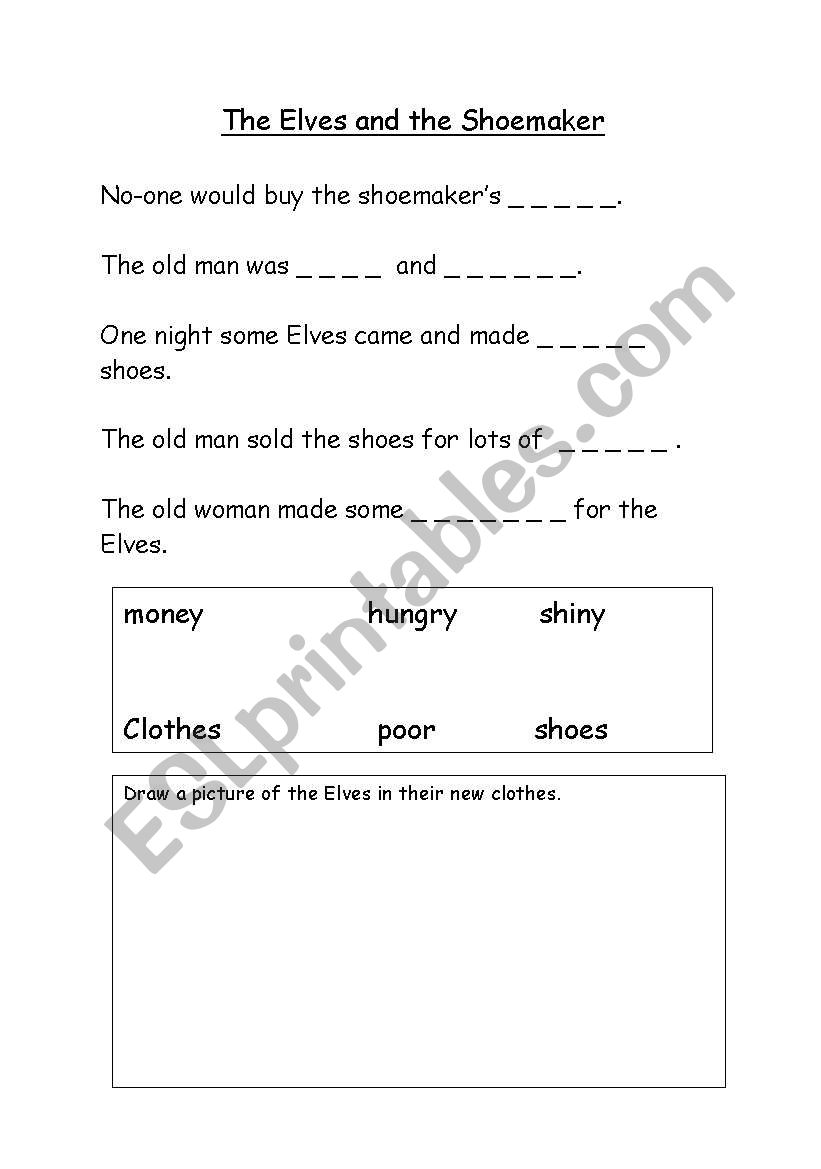 Elves and the shoemaker worksheet