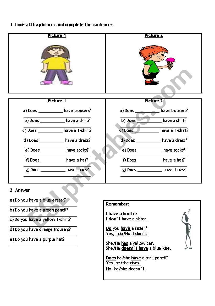 Possession worksheet