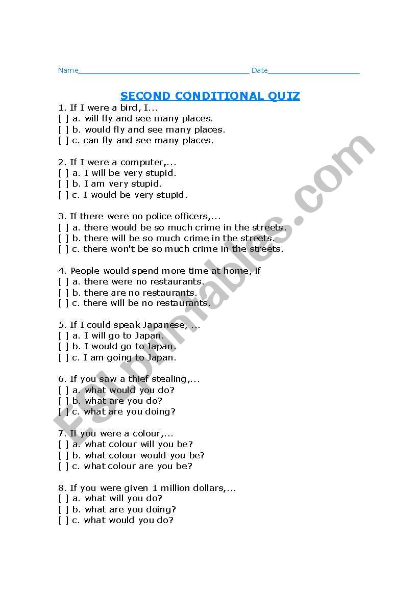 FIRST CONDITIONAL TEST worksheet