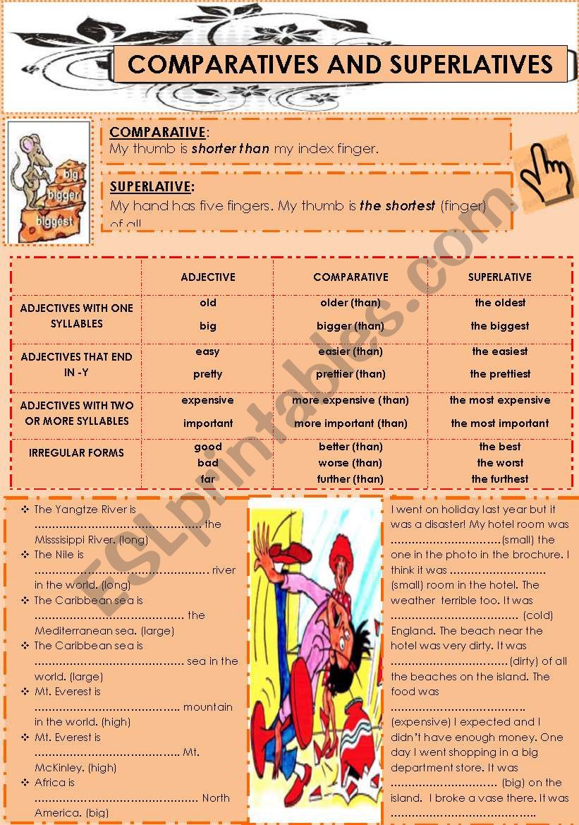 comparatives and superlatives worksheet