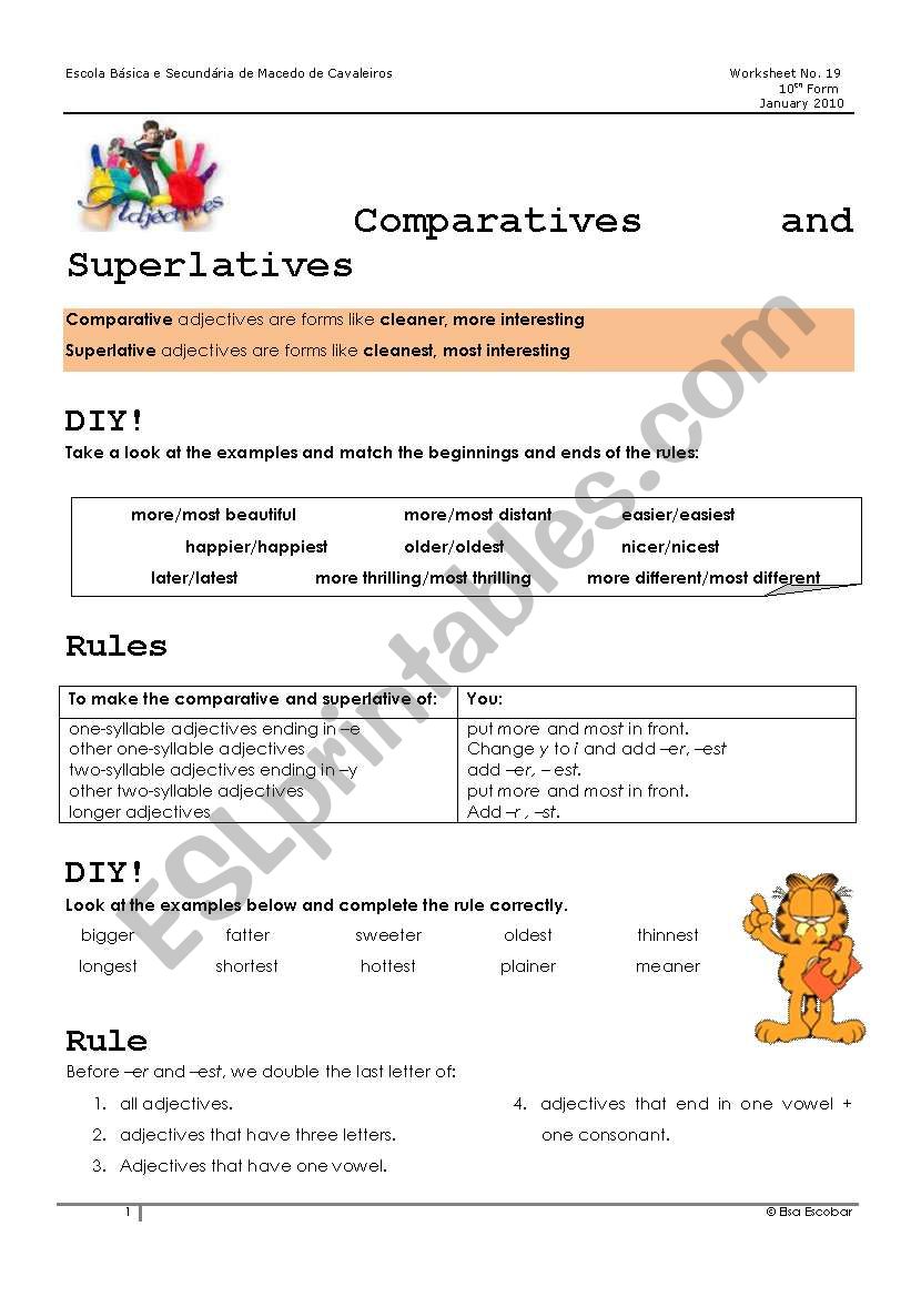 Adjective degrees worksheet