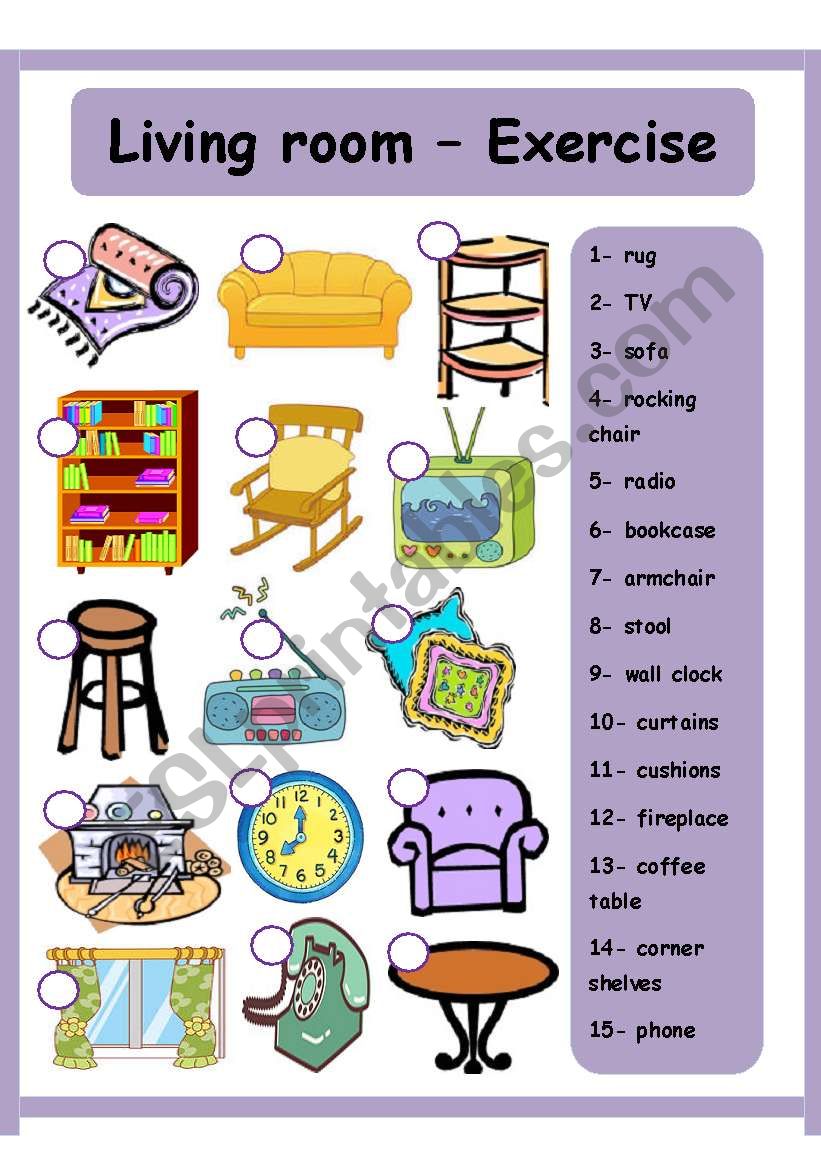 Living Room House Esl Worksheet By