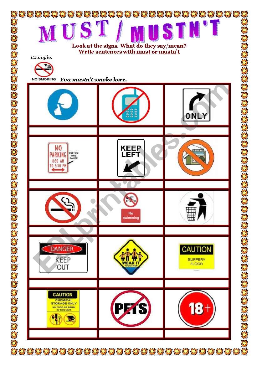 MUST / MUSTNT worksheet