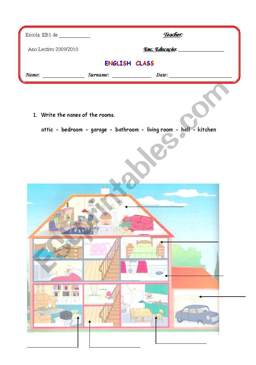 house worksheet