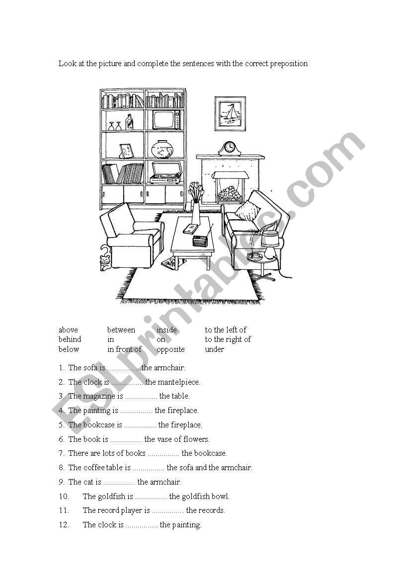 Prepositions of place worksheet