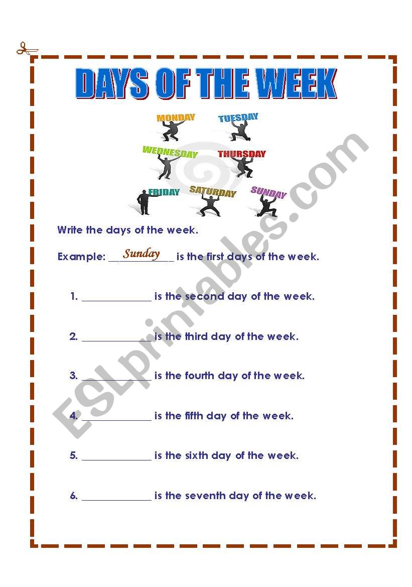 Days of the week worksheet