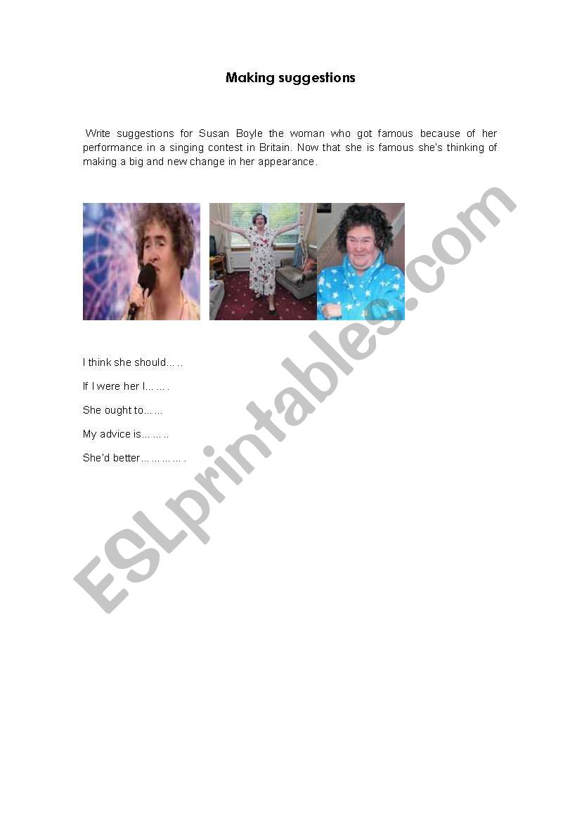 making sugestions worksheet