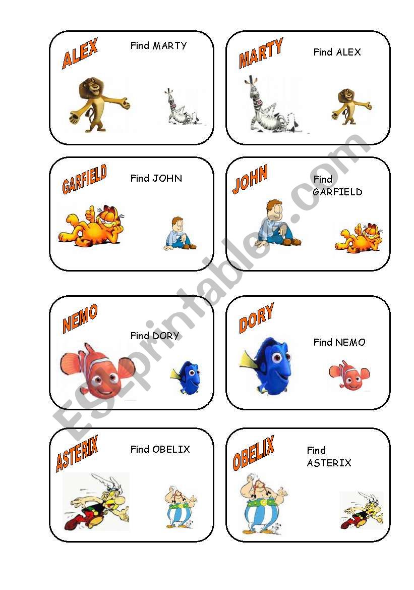 Speaking cards worksheet