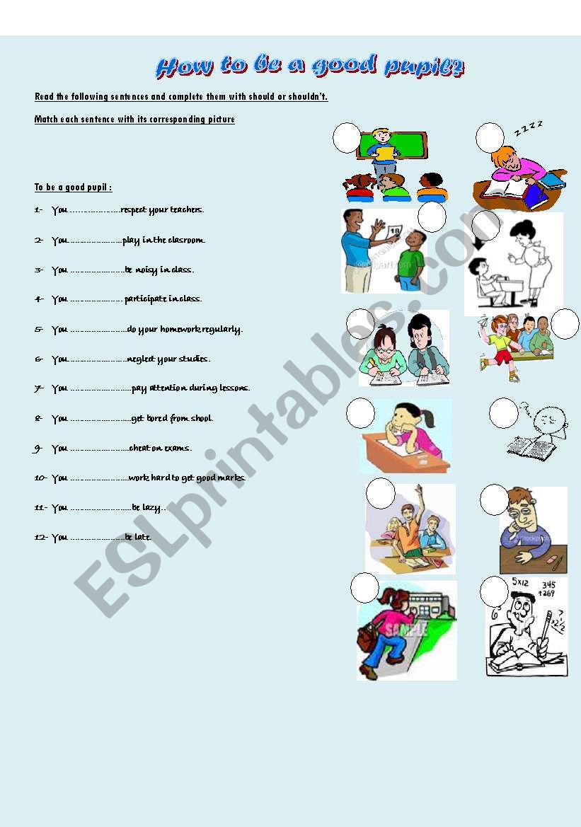 how to be a good pupil? worksheet