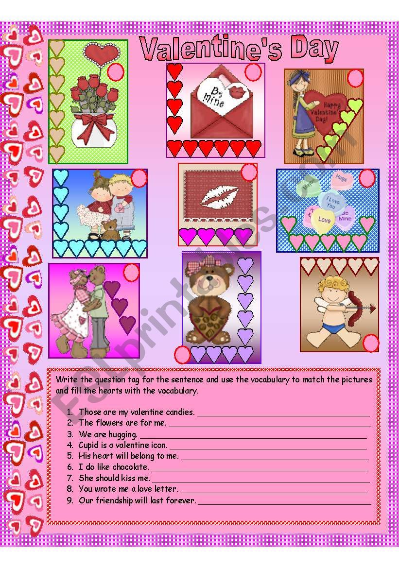 san valentine vocabulary with question tag