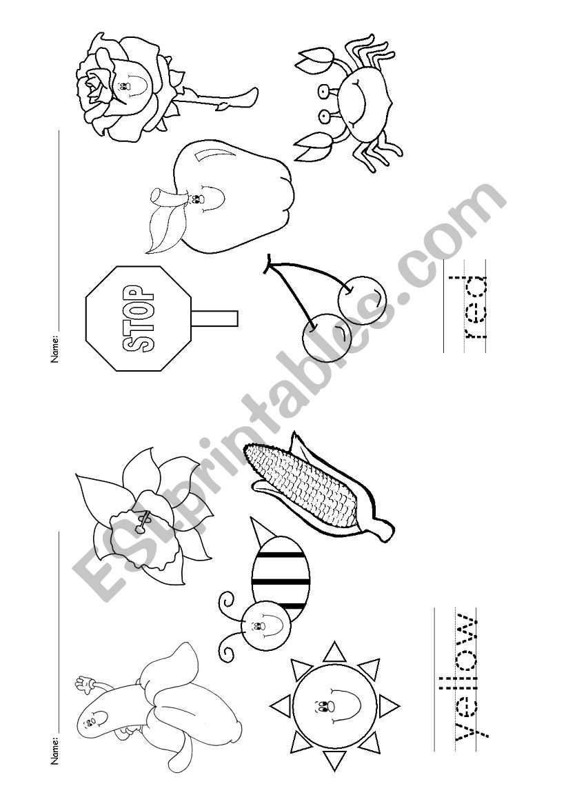 Yellow and red worksheet