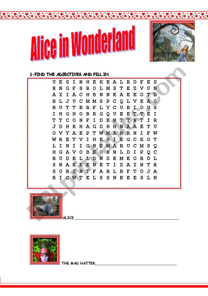 FILM ALICE IN WONDERLAND worksheet