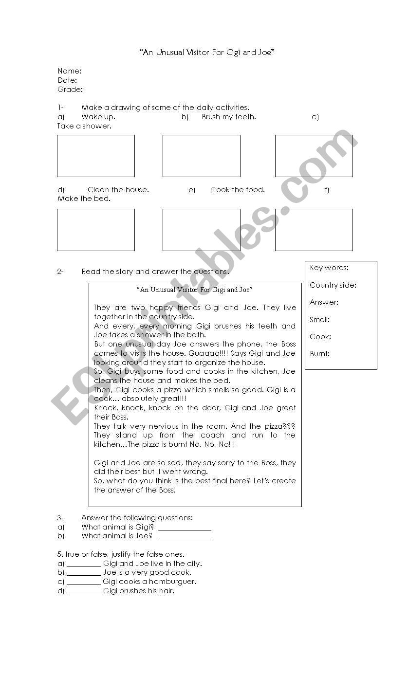 Daily routines worksheet