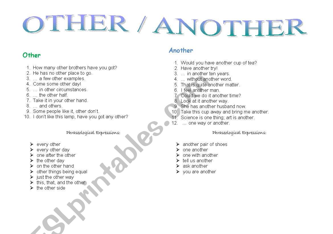 other / another worksheet