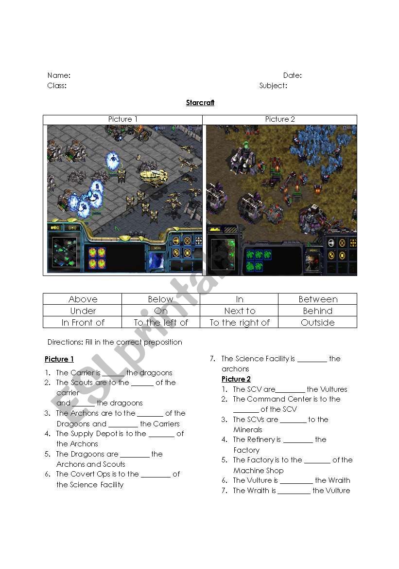 Preposition of Places: Starcraft Edition