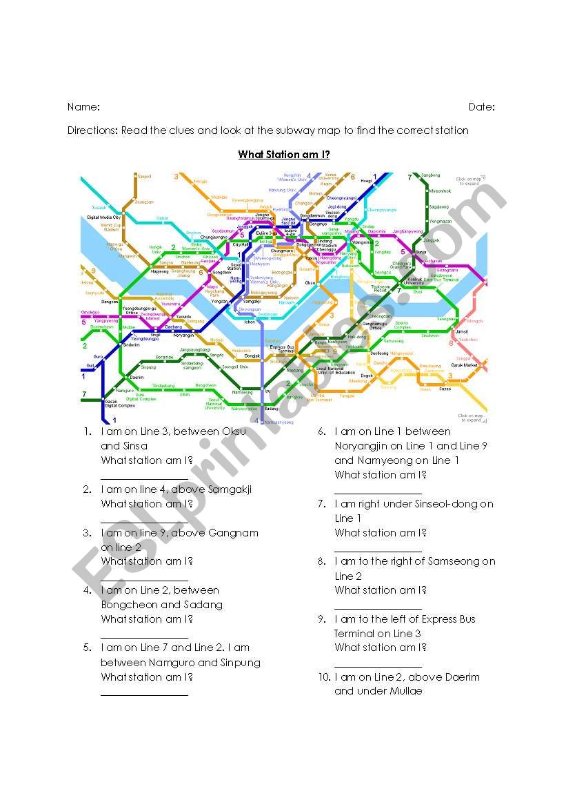 Preposition of Places: Subway Station Riddle