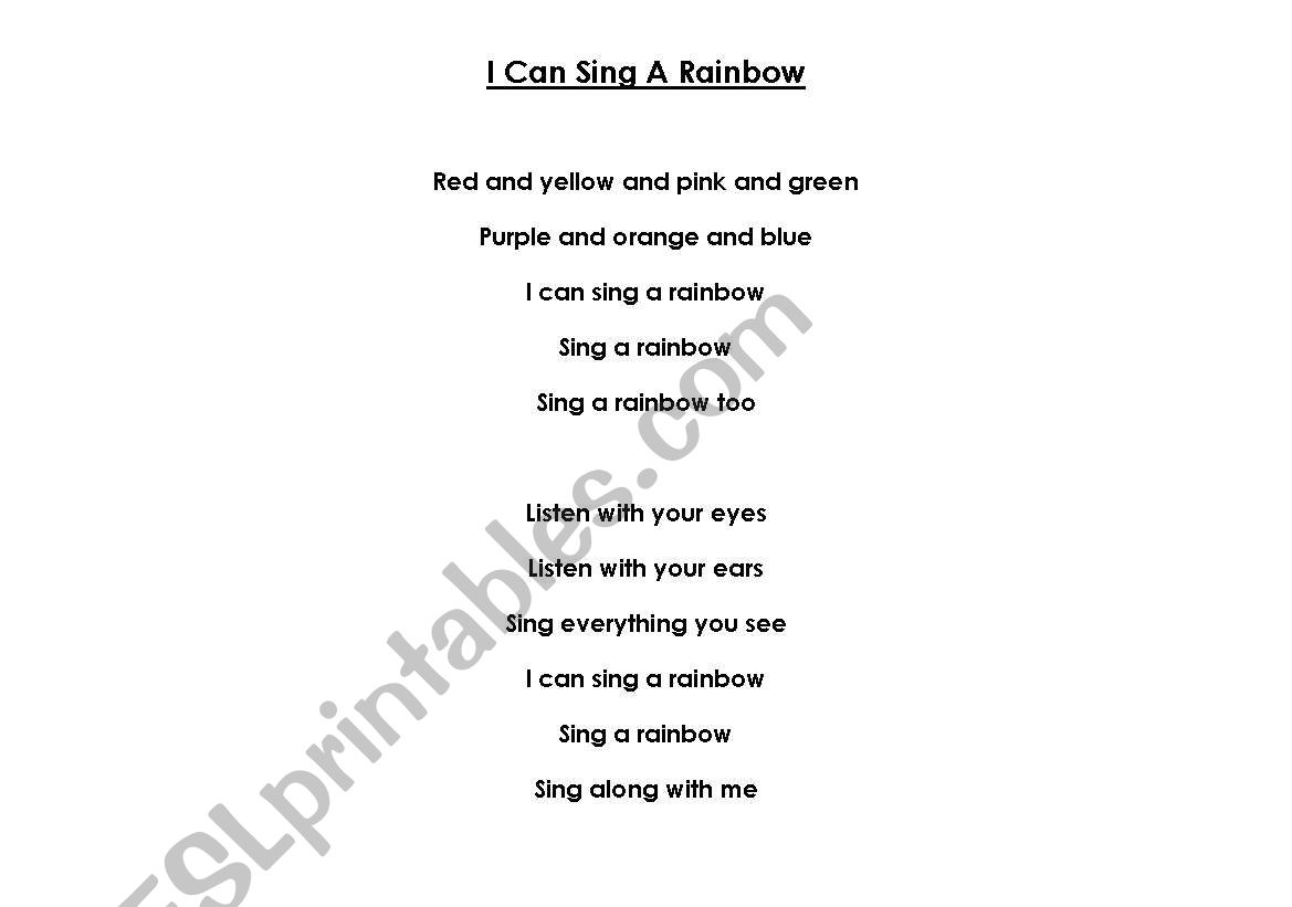 I Can Sing A Rainbow - lyrics poster & flashcards